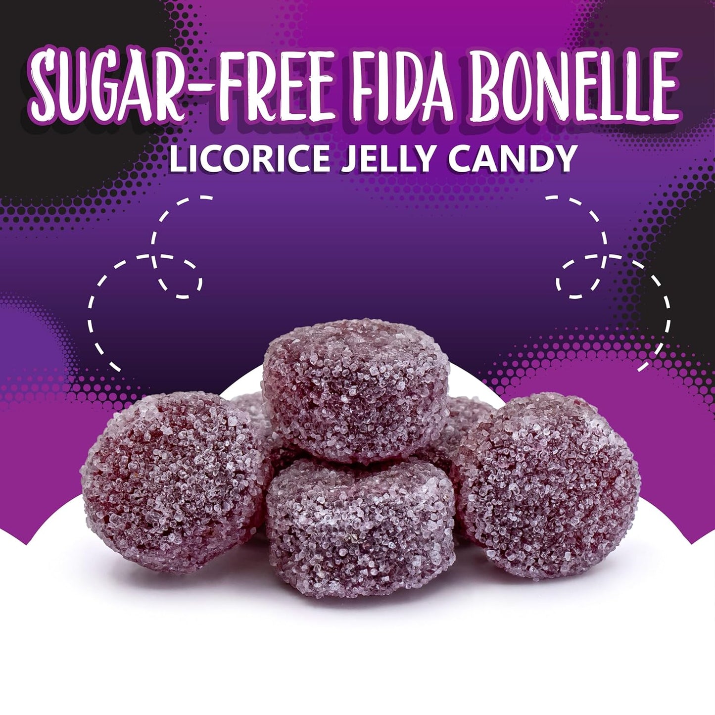 Fida Bonelle Sugar Free Candy | 1 Pound Bag | Black Licorice Jelly Candy Individually Wrapped | Naturally Flavored Dye Free Candies | Italian Gourmet Licorice
