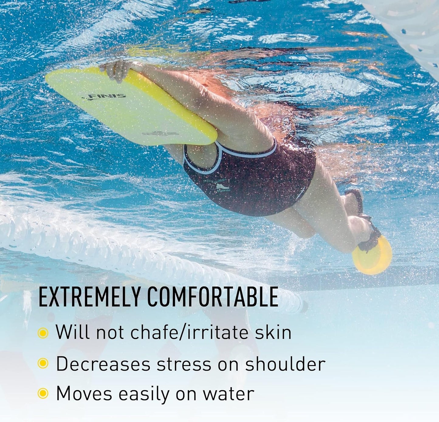FINIS Foam Kickboard for Swim Training - Builds Leg Strength - Soft EVA Foam - Comfortable Grip - Yellow