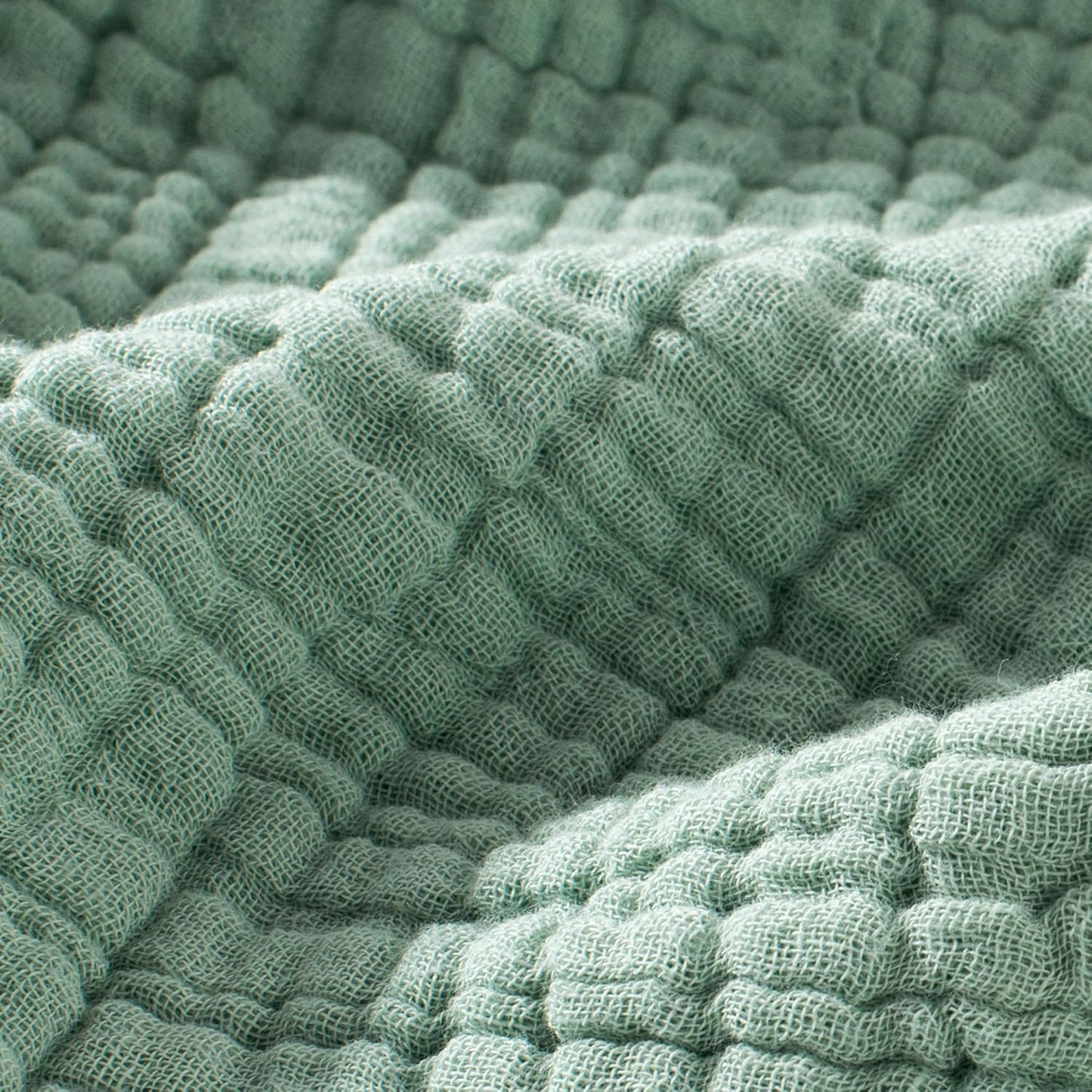 Carriediosa 100% Cotton Muslin Throw Blanket 108" X 90" King Size，4-Layers Summer Gauze Throws for Bed Couch，Soft Lightweight Breathable Linen Blankets Bedspread for Adults All Season，Sage Green