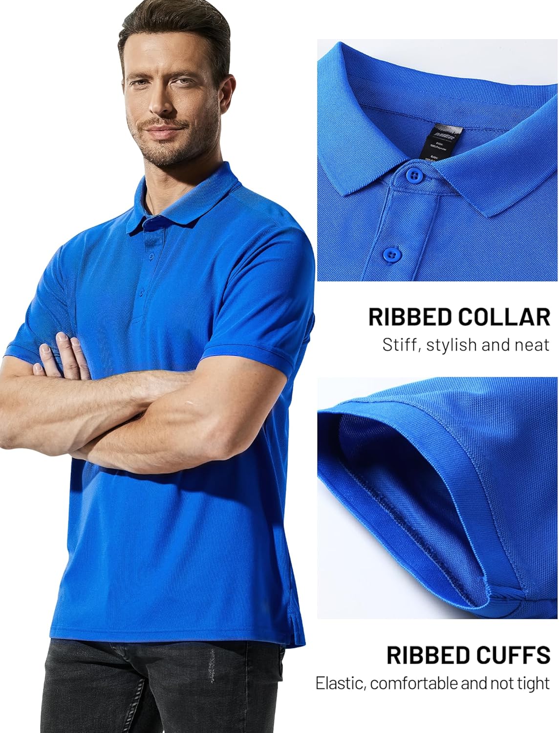 MIER Polo Shirts for Men Short Sleeve Quick Dry Polyester Collared Shirts Casual Golf Shirts, Moisture-Wicking