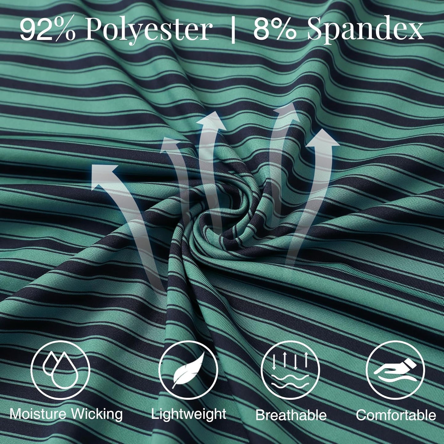 M MAELREG Golf Shirts for Men Short Sleeve Dry Fit Casual Striped Performance Moisture Wicking Collared Mens Polo Shirts