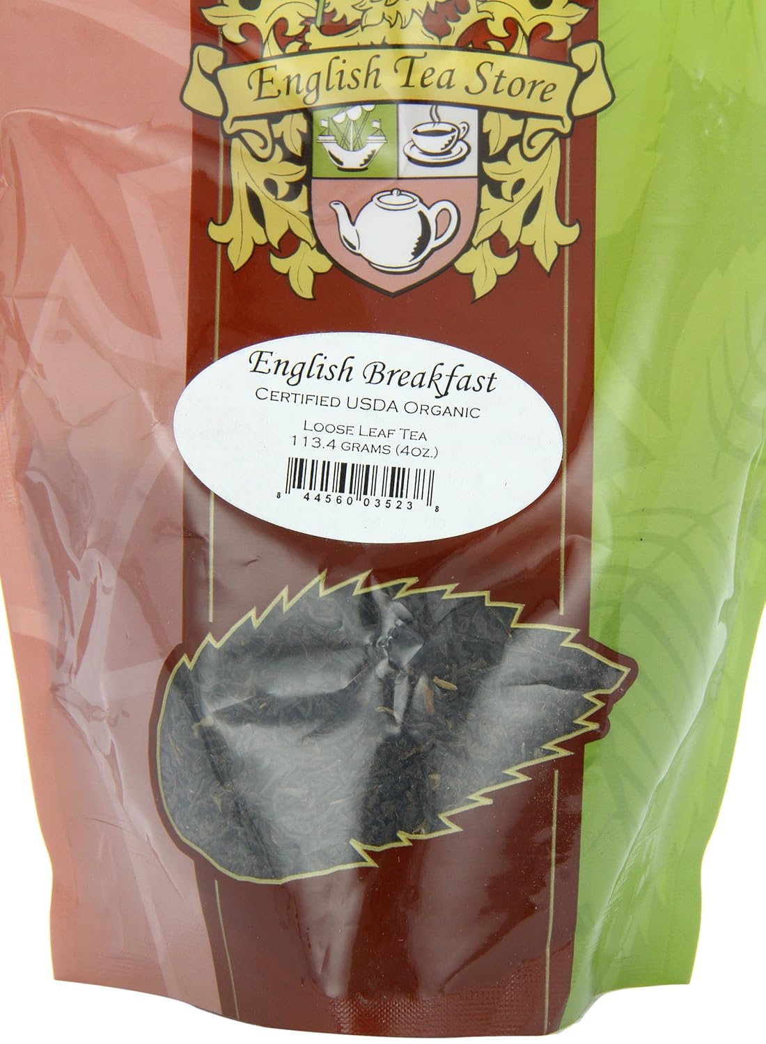 Organic English Breakfast Tea Loose Leaf | 4oz Pouch | Bold Bright Coppery Taste | Medium Caffeine | Sri Lanka China Tanzania Blend | Full Bodied Black Tea | English Tea Store