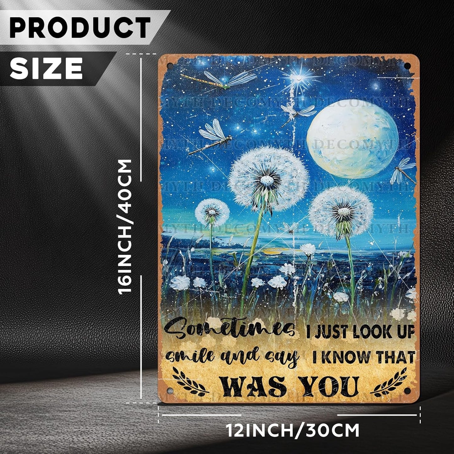 Vintage Dragonfly Tin Sign Sometimes I Just Look Up Smile and Say I Know That was You Retro Metal Poster Funny Wall Art Cafe Office Bar Plub Club Toilet Farm Room Garden Plaque 12 * 16inch