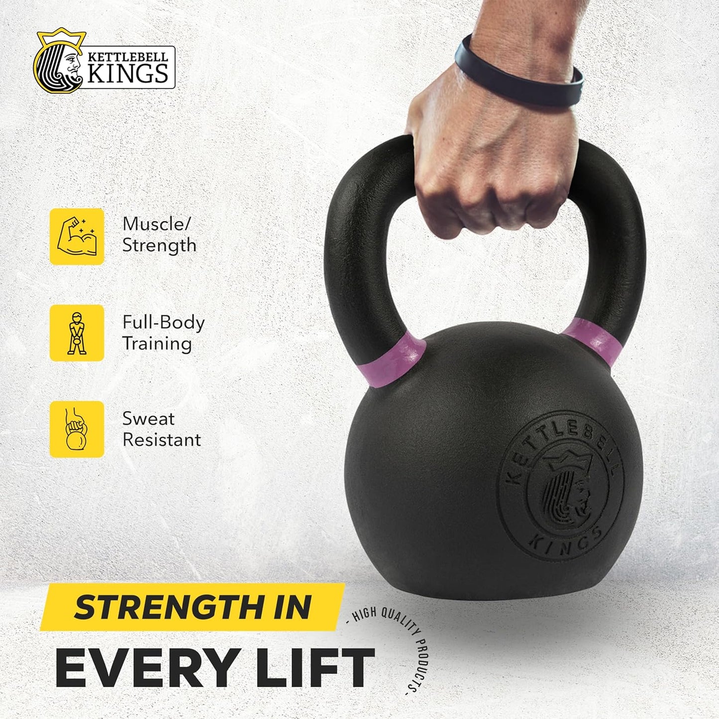 Kettlebell Kings Powder Coated Kettlebell Weights - 9-97 lb Strength Training Kettlebells for Men and Women - Hand Weights Workout Gym Equipment - Weights Set for Home Gym- New