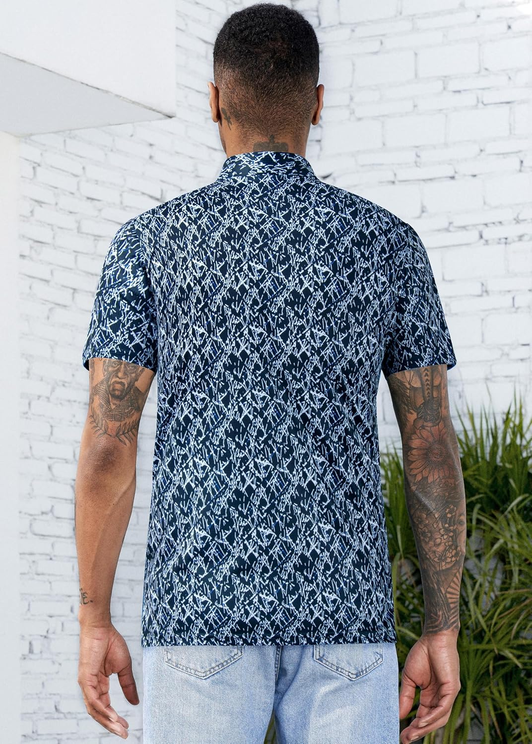 TAPULCO Mens Quick Dry Polo Shirts Camouflage Pattern Performance Athletic Lightweight Breathable Casual Golf Tshirts