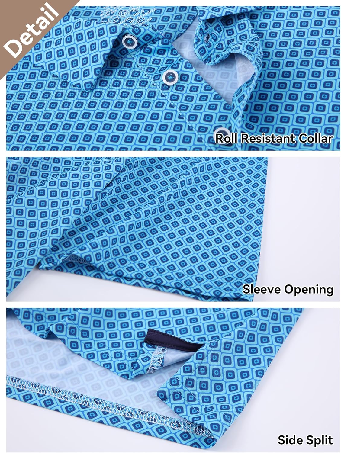 Esabel.C Golf Shirts for Men Dry Fit Performance Short Sleeve Print Moisture Wicking Collared Shirt