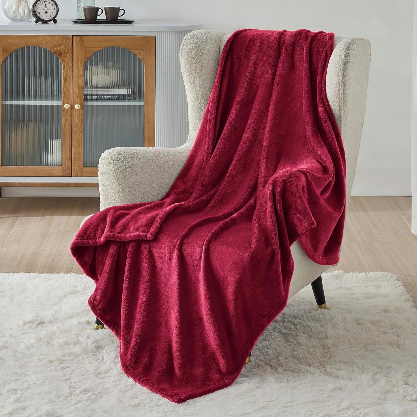 Bedsure Fleece Throw XL Blanket Red - 300GSM Soft Lightweight Plush Cozy Blankets for Bed, Sofa, Couch, Travel, Camping, 50x70 inches