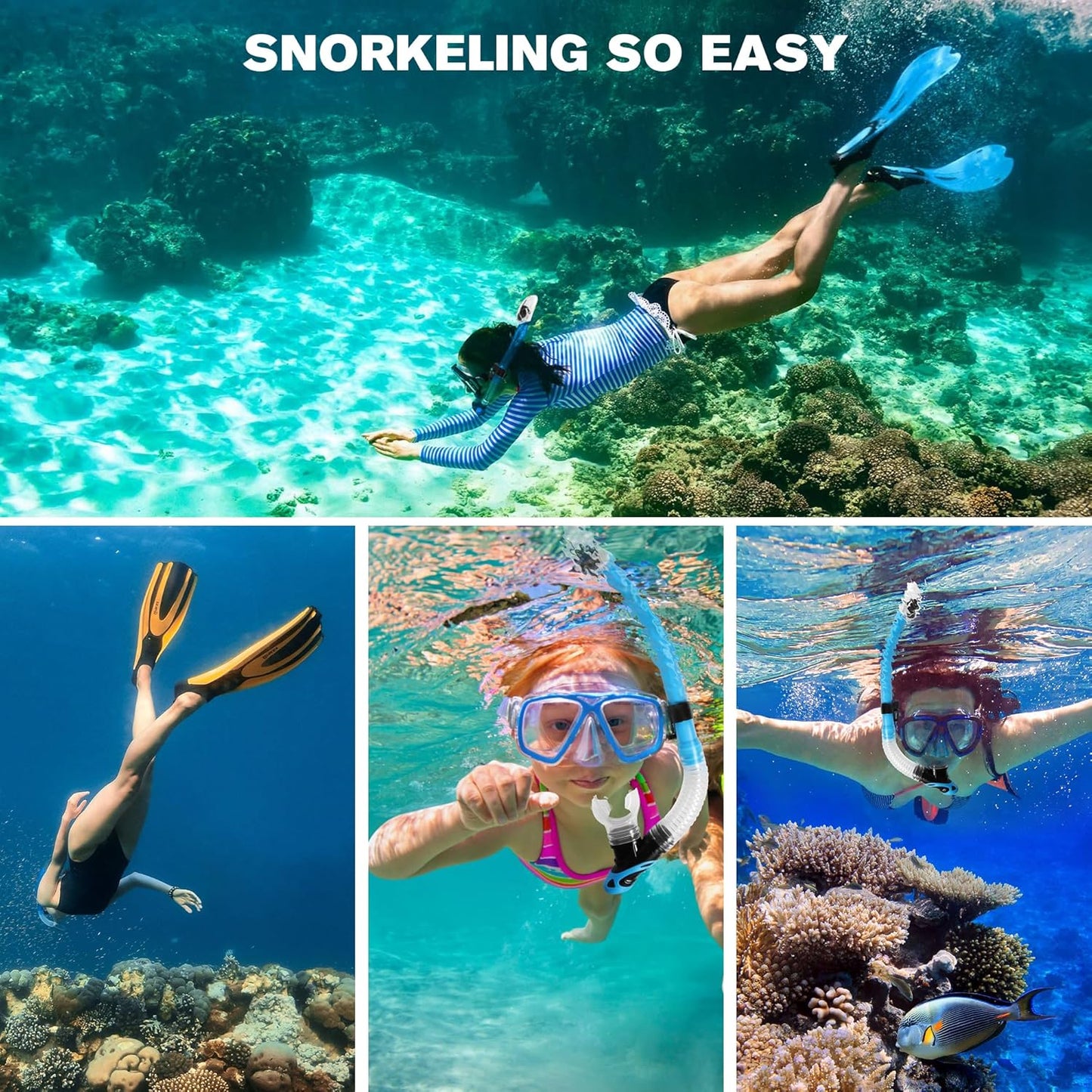 Diving Dry Snorkel, Easy Breath Diving Snorkel for Snorkeling, Scuba Diving, Freediving, Swimming Training, Design with Food-Grade Silicone Mouthpiece/Top Dry Valve for Adult Youth