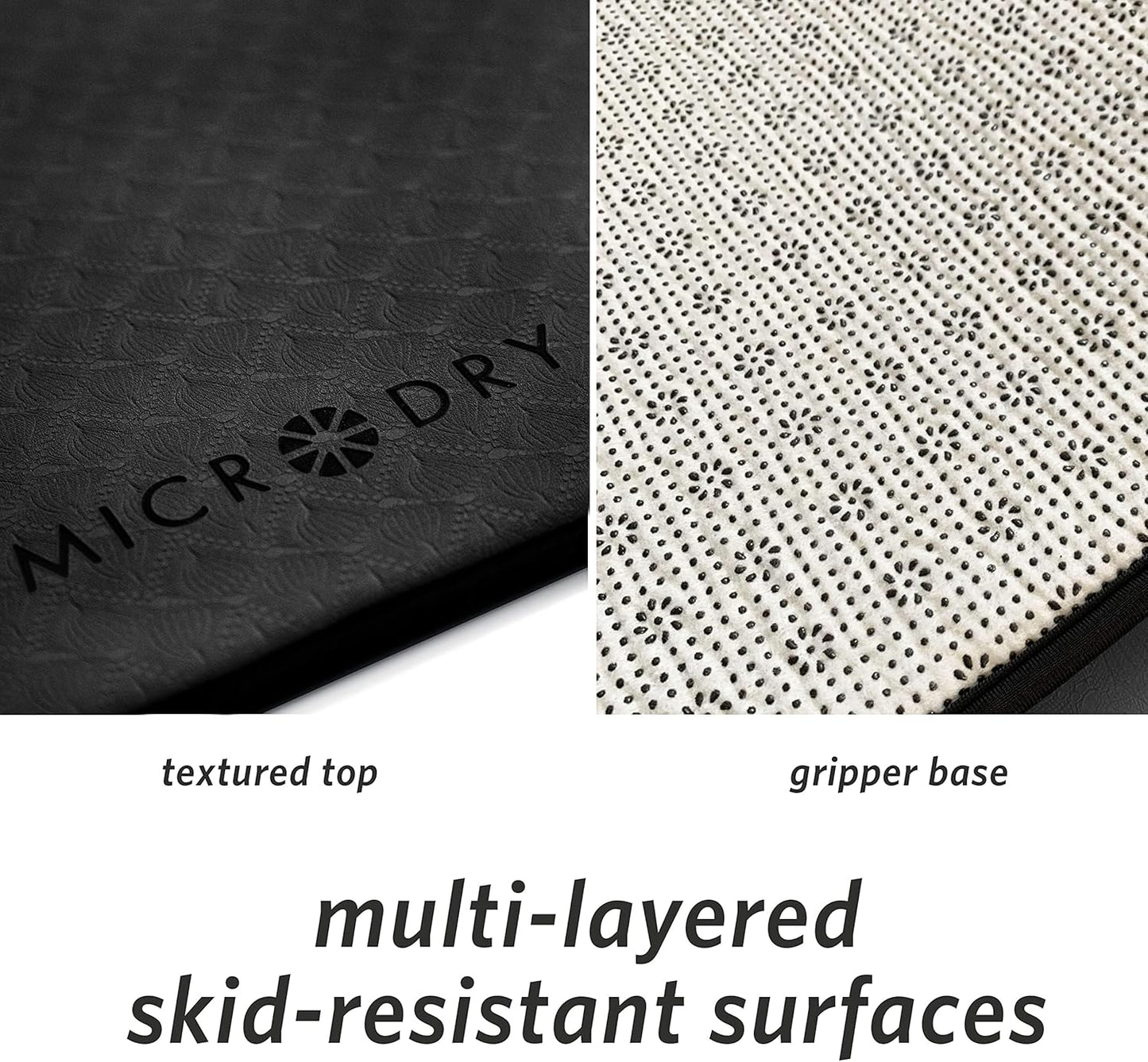 MICRODRY Deluxe Fitness Exercise Yoga Mat for Home & Gym, Extra Thick for High Impact Training, Multi Layered Skid Resistant Surface, Odor Neutralizing with Carrying Strap