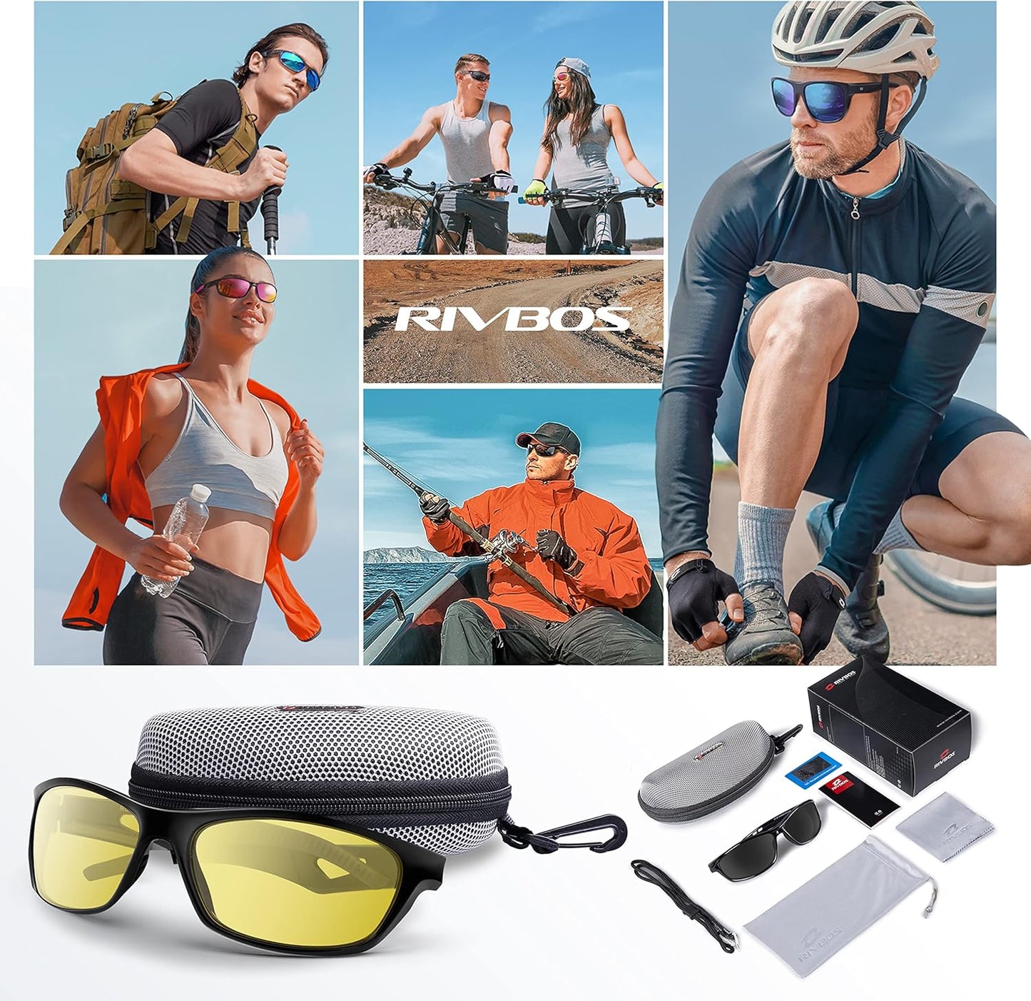 RIVBOS Sunglasses for Men Women Polarized UV Protection Sports Fishing Driving Shades Cycling RB833