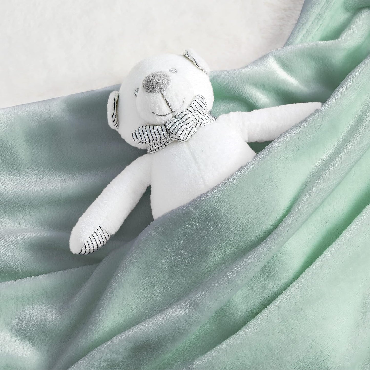 Bedsure Bedding Fleece Blanket for Girls and Boys - Soft Cozy Cute Small Throw Blankets for Travel, 43x55 Inches, Sage Green