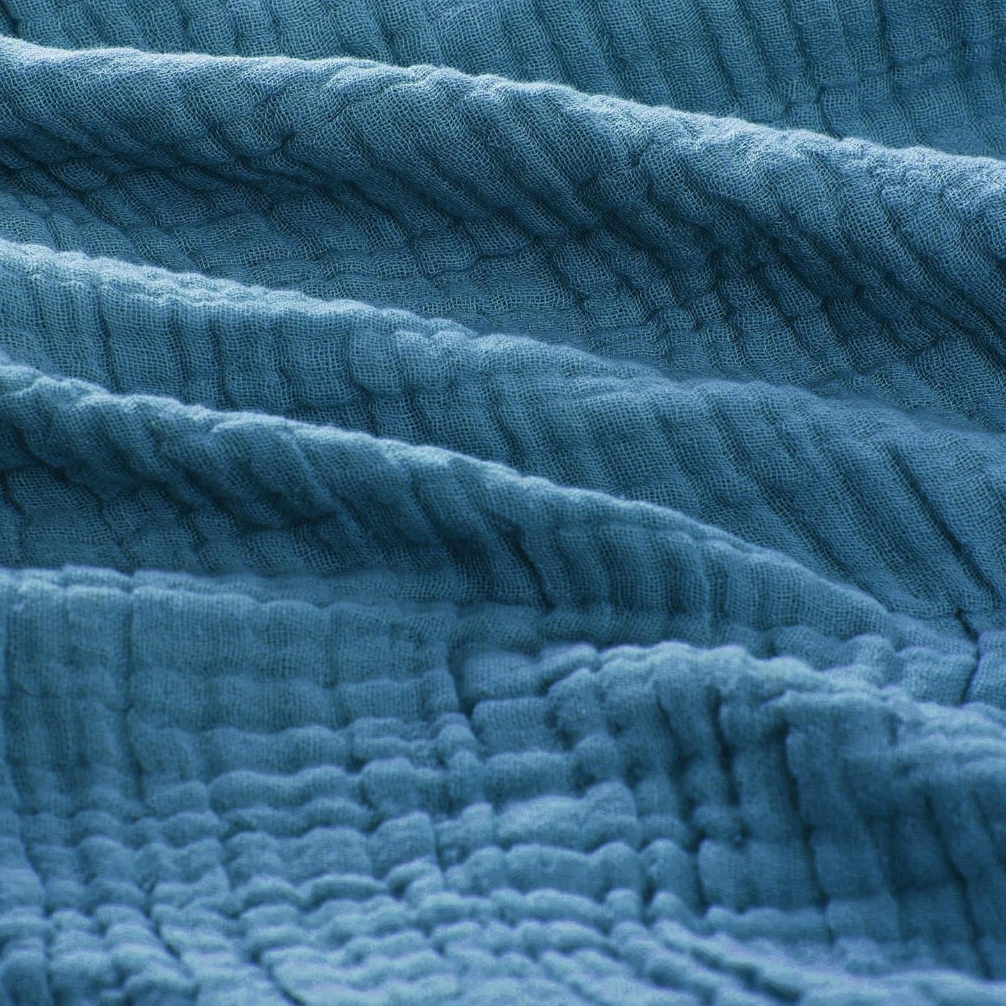 Carriediosa 100% Cotton Muslin Throw Blanket 66" X 90" Twin XL Size，4-Layers Summer Gauze Throws for Bed Couch，Soft Lightweight Breathable Linen Blankets Bedspread for Adults All Season，Dusty Blue