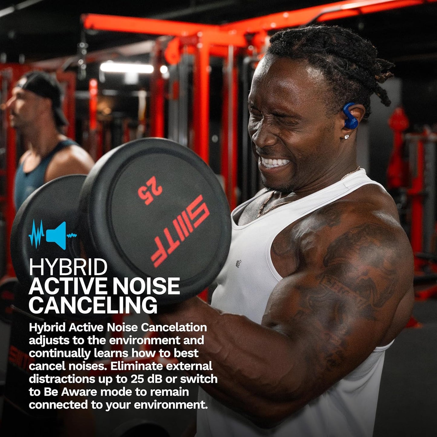 JLab JBuds Sport ANC 4 True Wireless Bluetooth Earbuds + Charging Case, Cobalt Blue, Swipe + Touch Controls, Hybrid Active Noise Cancelation, Multipoint Connect, Customized Settings App