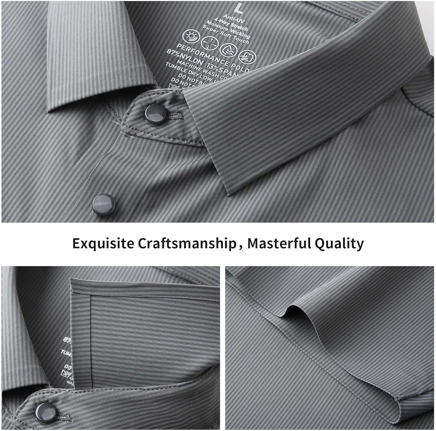 Esabel.C Golf Shirts for Men Dry Fit Performance Short Sleeve Print Moisture Wicking Collared Shirt