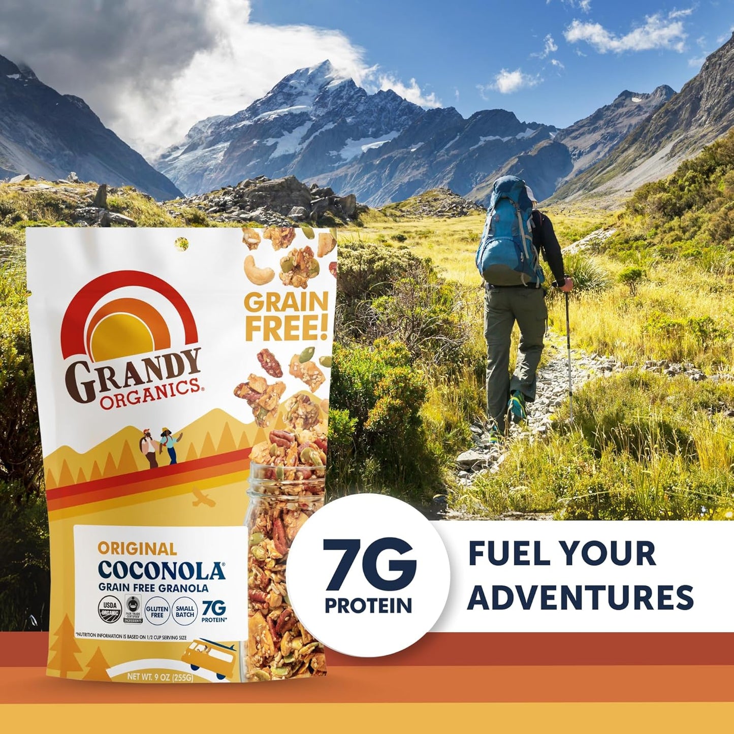 Grandy Organics Original Coconola Granola, Certified Organic Gluten Free Granola, Grain Free, Vegan and Paleo, Original Flavor Coconola, 9oz Each, Pack of 6