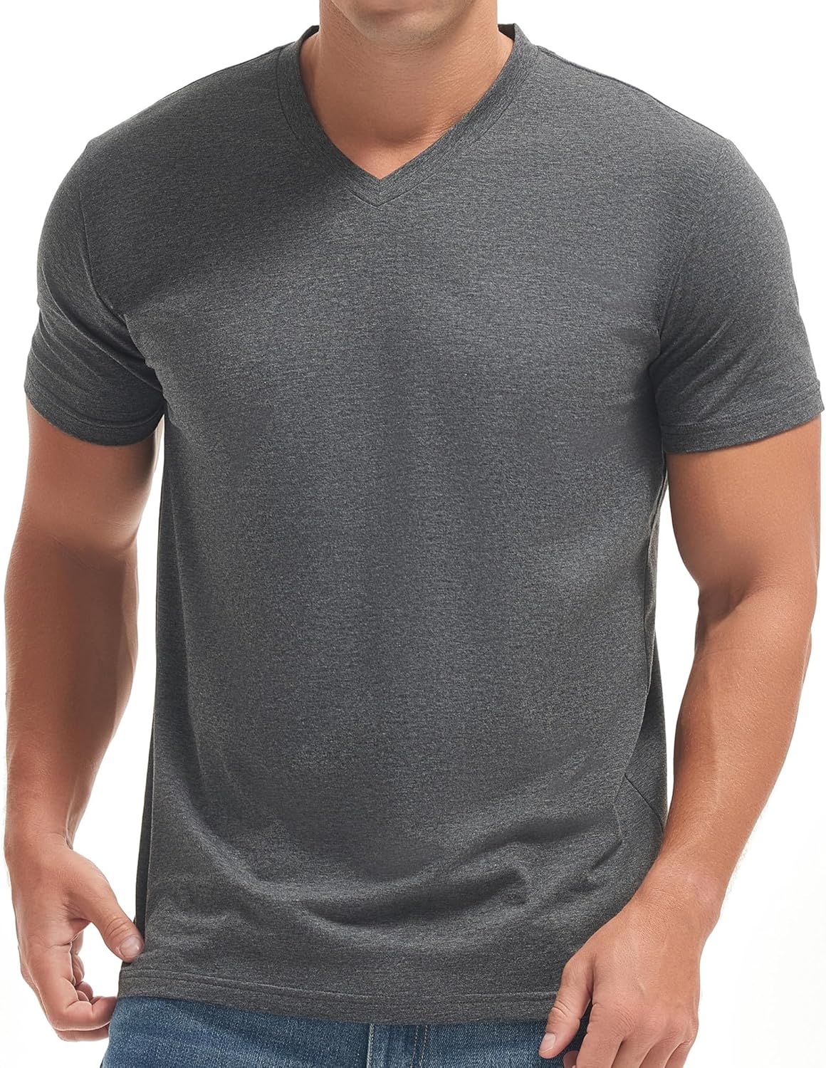 VEIISAR Premium V Neck T Shirts for Men - Modern Fitted Tees Vneck Undershirts