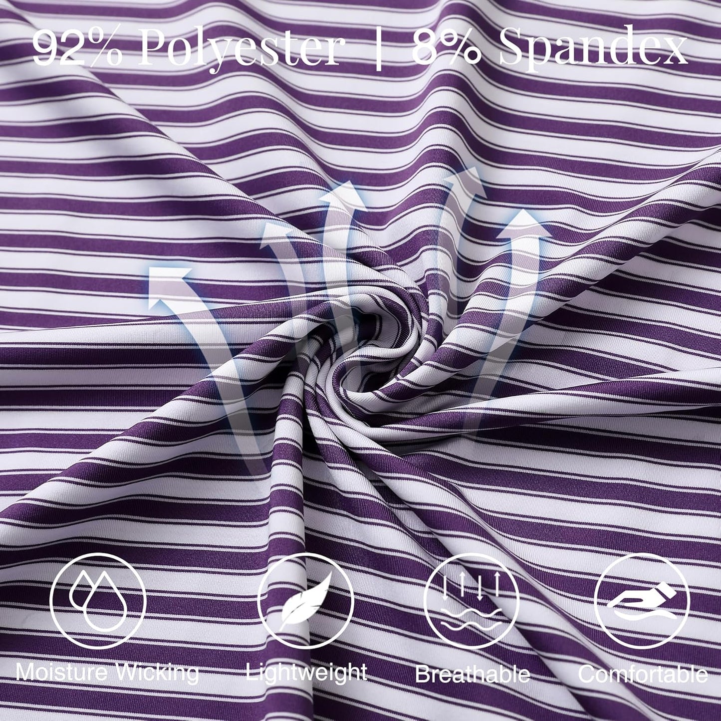 M MAELREG Golf Shirts for Men Short Sleeve Dry Fit Casual Striped Performance Moisture Wicking Collared Mens Polo Shirts