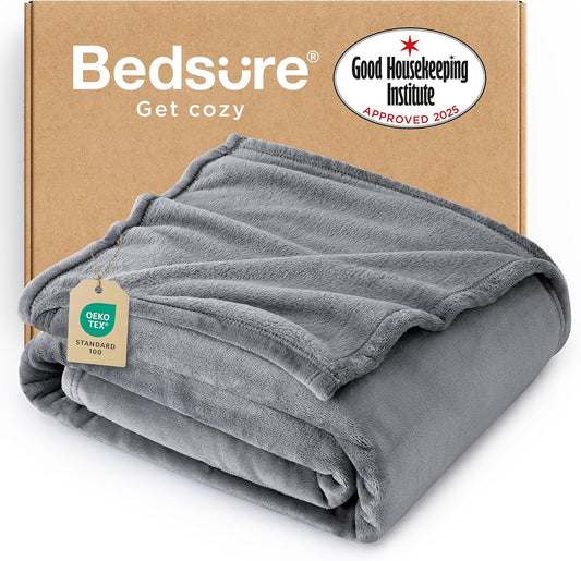 Bedsure Fleece Throw Blanket for Couch Grey - Lightweight Plush Fuzzy Cozy Soft Blankets and Throws for Sofa, 50x60 inches