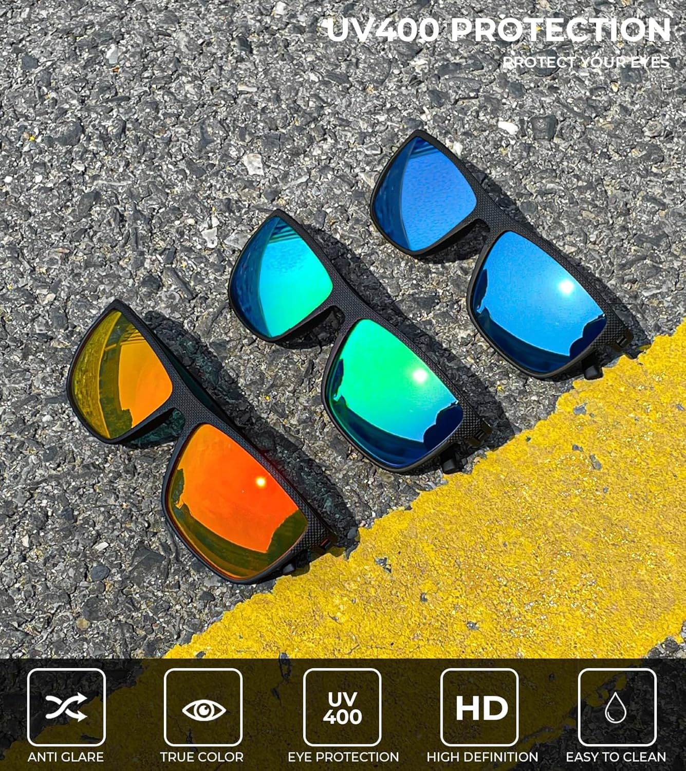 KALIYADI Polarized Sunglasses for Men, Lightweight Sun Glasses with UV Protection for Driving Fishing Golf