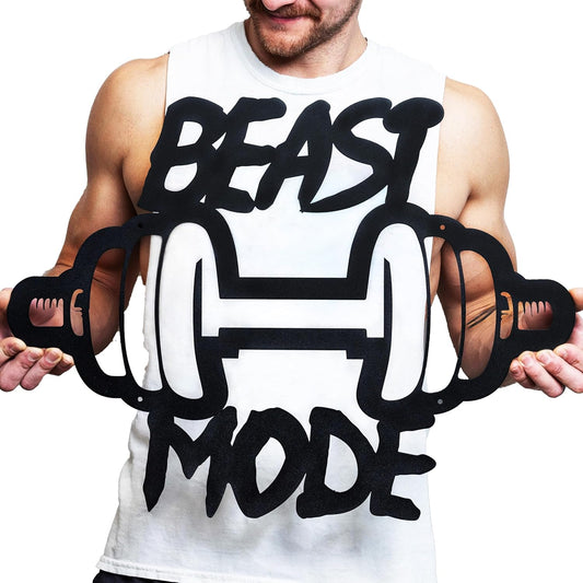 Beast Mode Metal Sign | Metal Home Gym Sign | Fitness Sign | Fitness Quote | Motivation Decor | Workout Decor Sign | Gym Wall Art | Weightlifting | Crossfit Sign | Boyfriend Gift