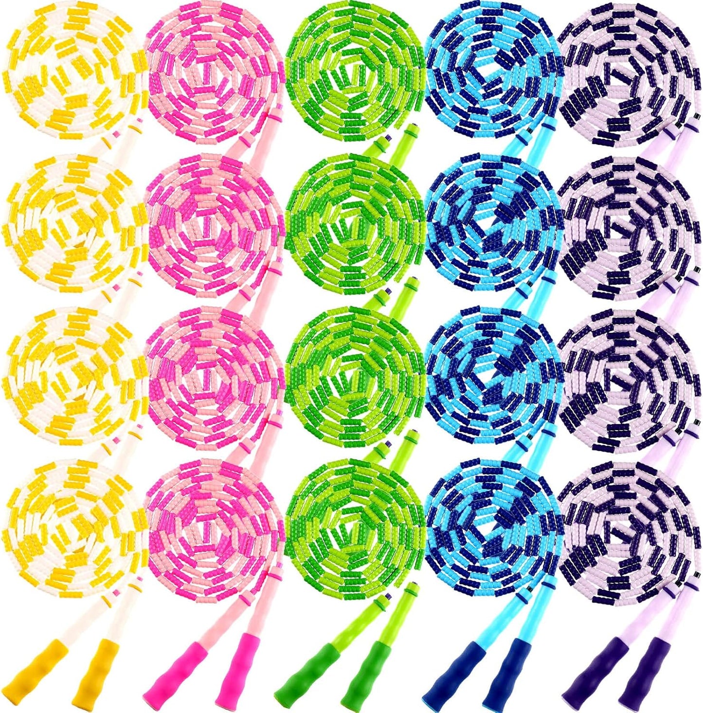 Yunsailing 20 Pack Jump Ropes for Adults Kids, 9.2 Feet Adjustable Length Free Segmented Skipping Rope Bulk Soft Beaded Jumping Ropes for Women Men Exercise Training Workout Weight Loss