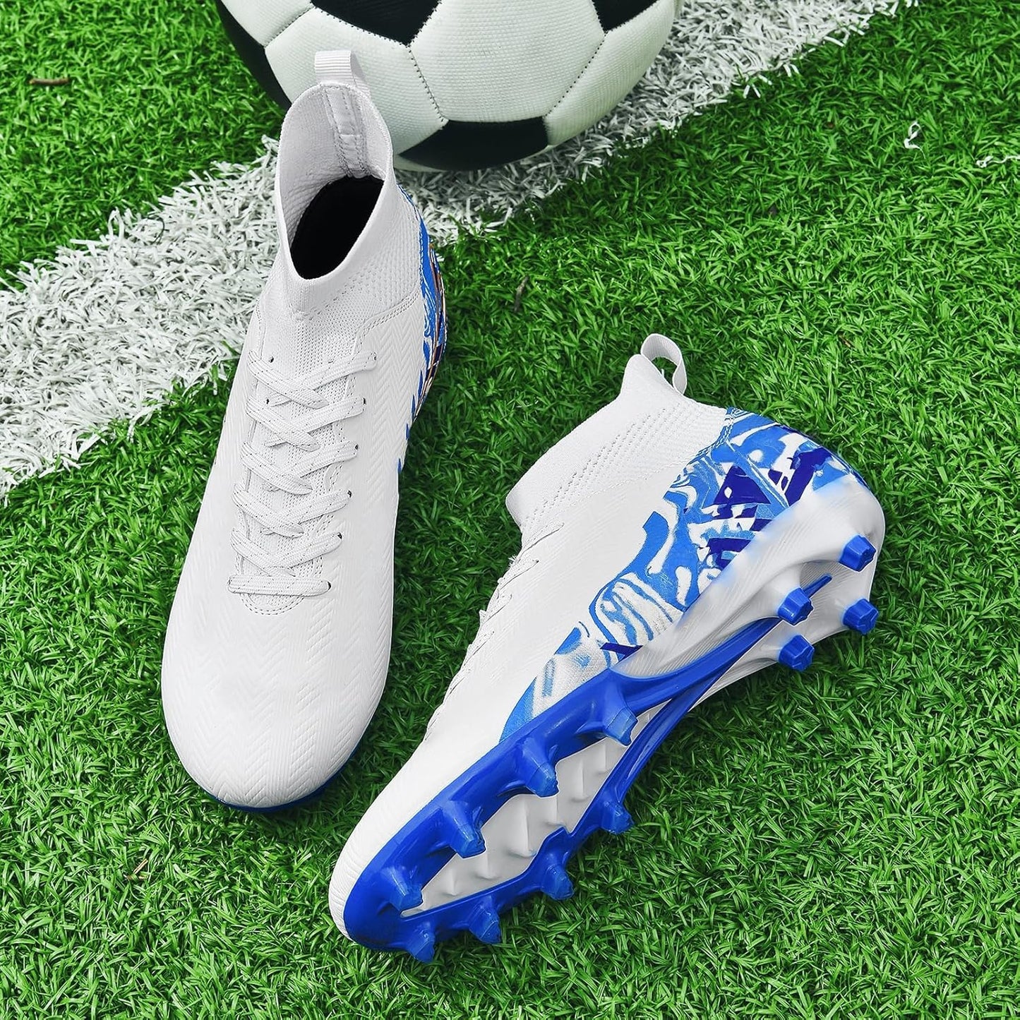 Indoor Soccer Cleats Mens Womens Turf Soccer Cleats Wide Socer Shoes FG AG TF High Ankle Football Boots