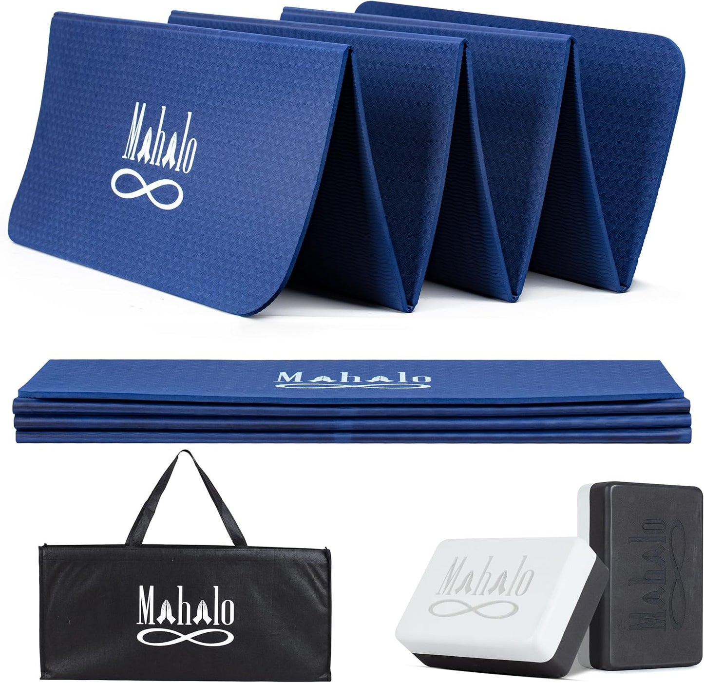 Foldable Yoga Mat + Carry Bag, 6mm 7-fold Workout Mat, Easy to Store, Anti-Slip Folding Exercise Mat for Yoga, Pilates, Home Workouts, and Floor Exercises