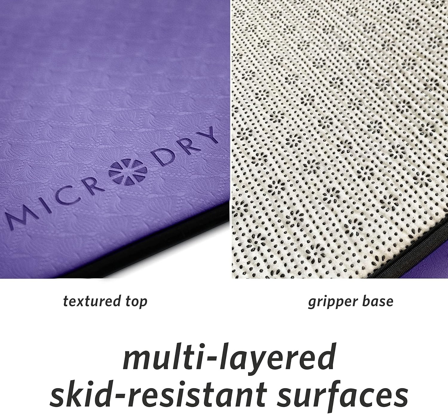 MICRODRY Deluxe Fitness Exercise Yoga Mat for Home & Gym, Extra Thick for High Impact Training, Multi Layered Skid Resistant Surface, Odor Neutralizing with Carrying Strap