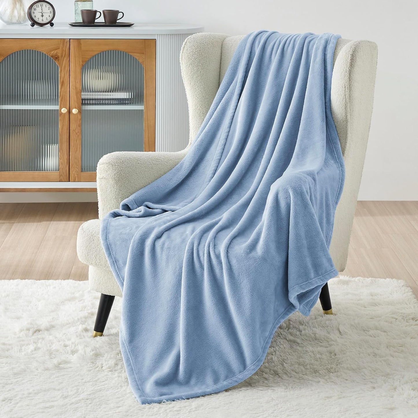 Bedsure Fleece Throw Blanket for Couch Light Blue - Lightweight Plush Fuzzy Cozy Soft Blankets and Throws for Sofa, 50x60 inches