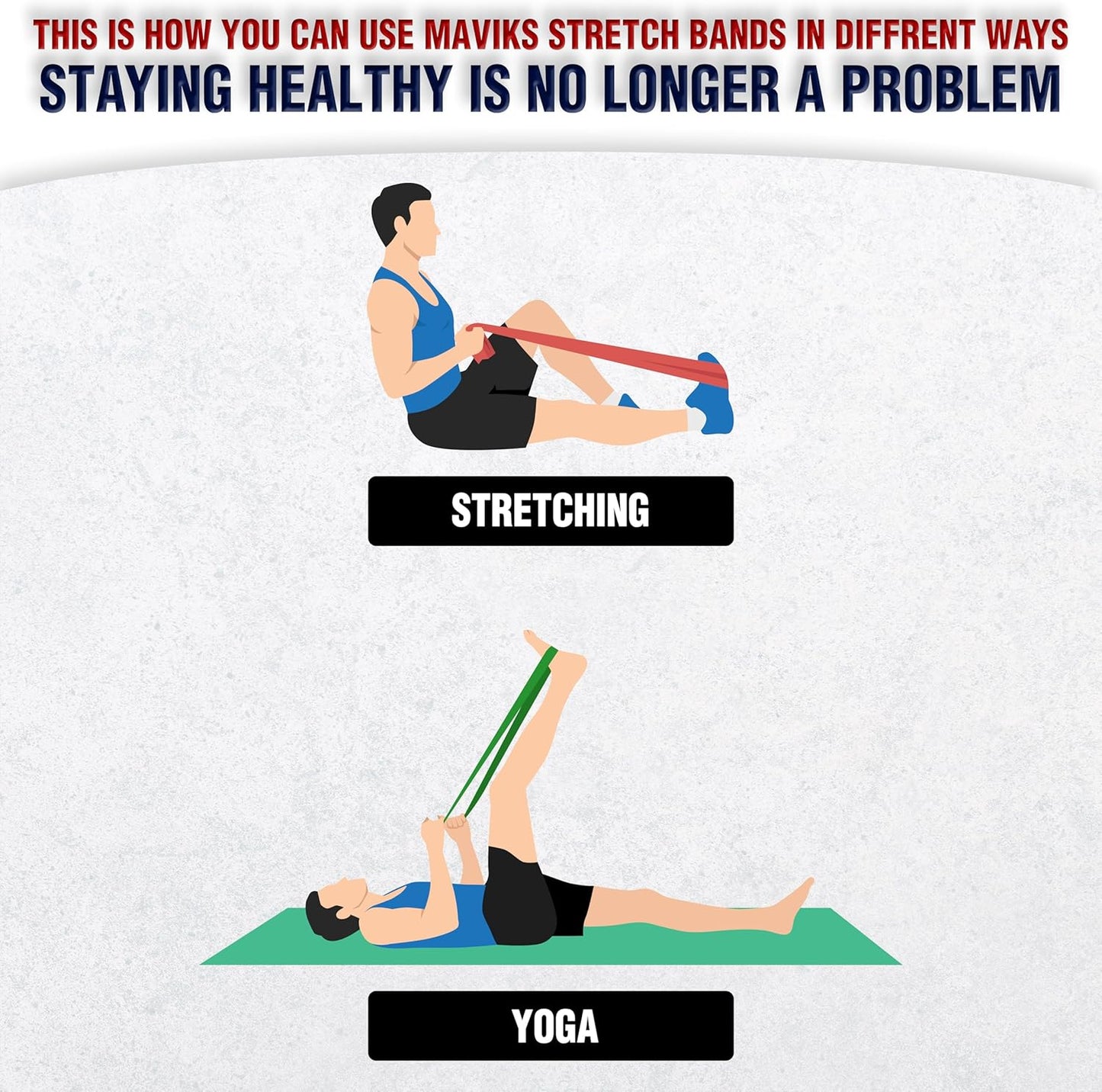 Exercise Resistance Bands for Working Out Set of 5 for Women and Men, Stretch Bands for Exercise, Physical Therapy, Arms Legs Workout, Stretching, Home Fitness