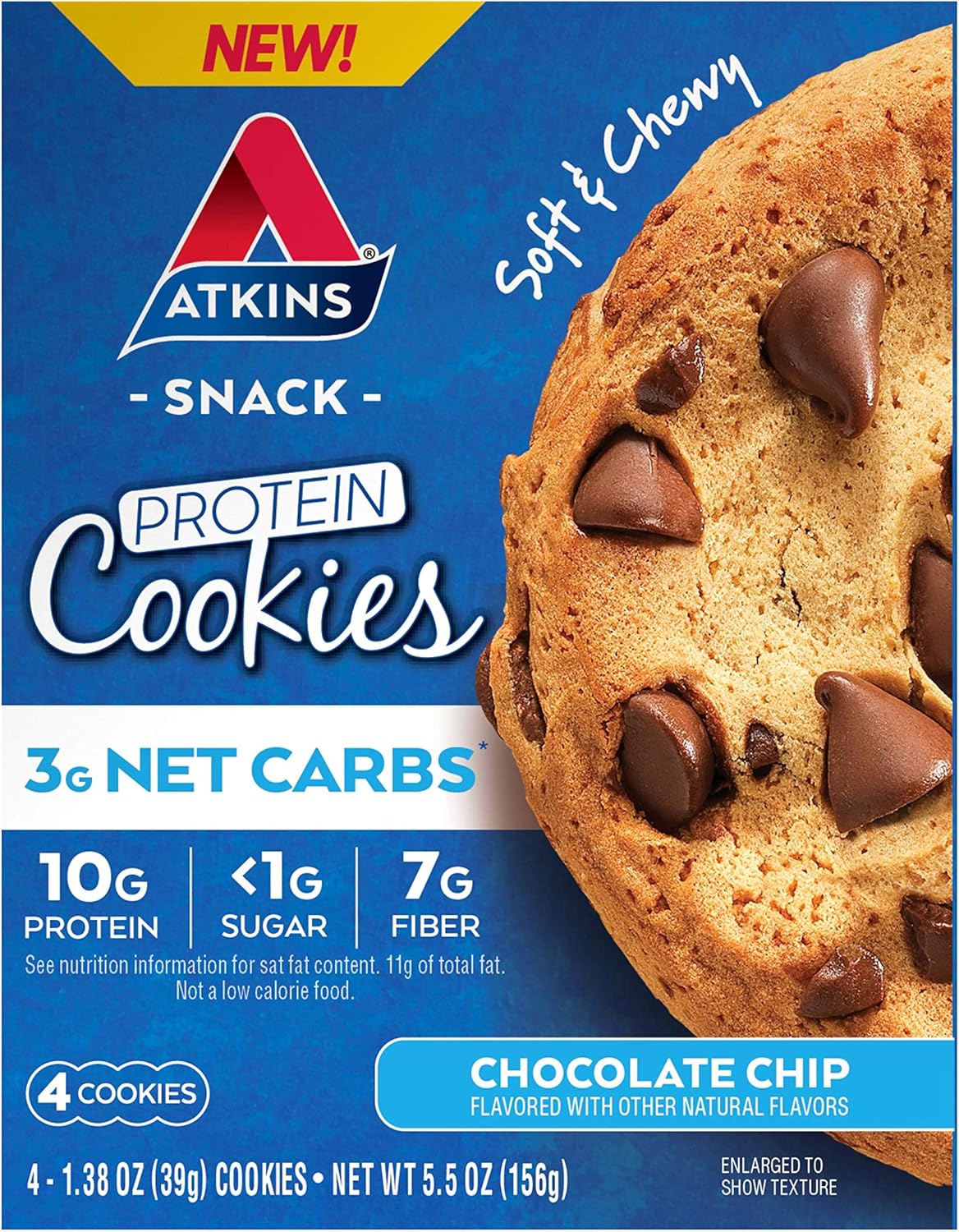 Atkins Chai Tea Latte Protein Shake with 15g Protein, 3g Net Carbs, 1g Sugar and Atkins Chocolate Chip Protein Cookie with 10g Protein, 3g Net Carbs, 1g Sugar, Keto Friendly, 4 Count