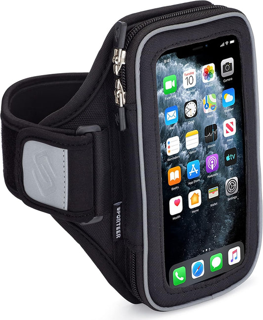 Sporteer Entropy E8 Running Armband - Compatible with iPhone 16 Pro Max, 16 Plus, 15/14 Pro Max, 16/15/14 Pro, iPhone 16/15/14, Galaxy S25+, S24+, S23+, Pixel, & Many More Mobile Phones - FITS Cases