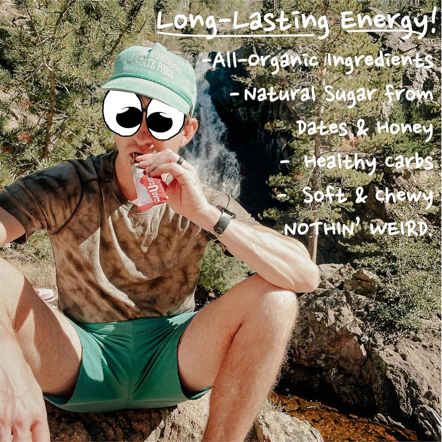 BAR-U-EAT Gluten-Free, Organic, Soft & Chewy Energy Bar. Real Food | Seed Oil Free | No Artificial Sugar | Compostable Packaging | Healthy Snacks (Peanuts N' Cherries 12 Pack)