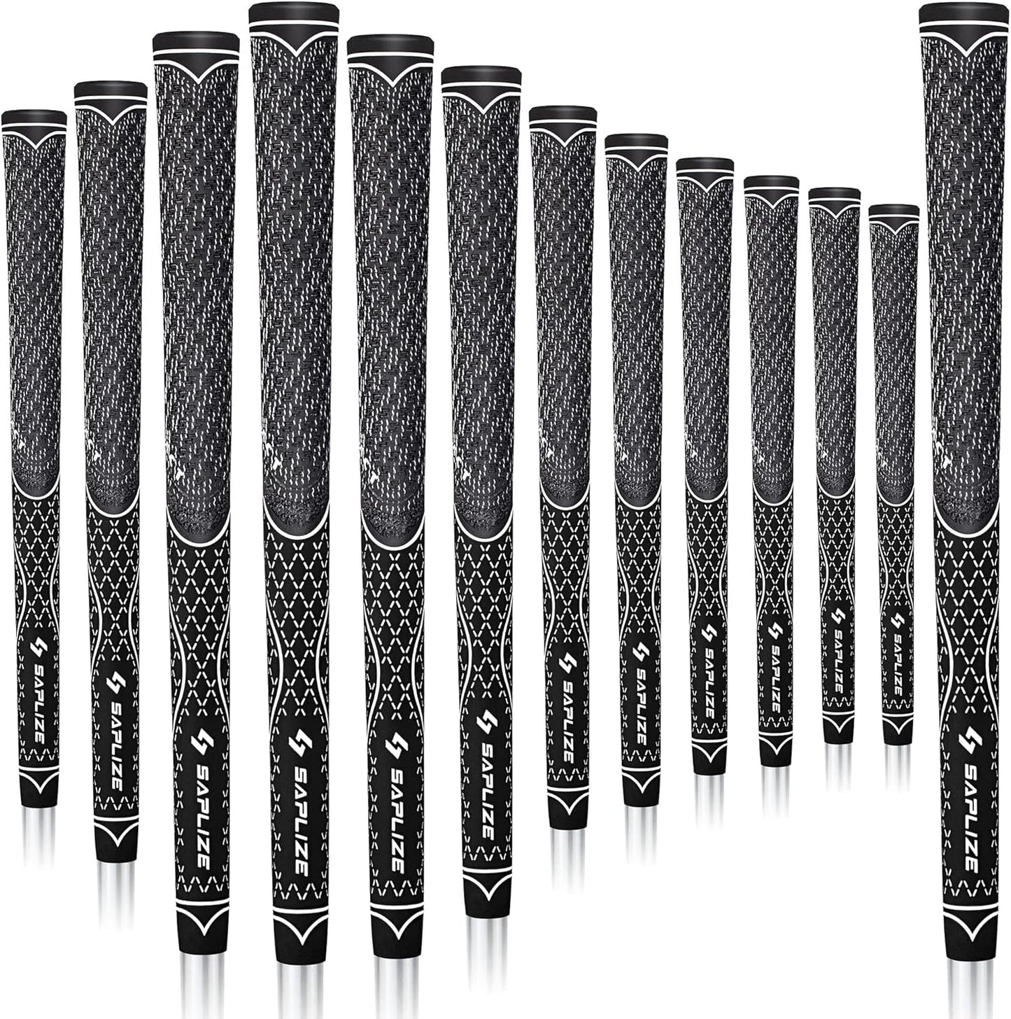SAPLIZE Hybrid Golf Grips (CL07) - Set of 13, Innovative Design, Cross Corded Rubber Technology, Options of 8 Colors, Standard/Midsize, Basic/Deluxe Kit for Choice, Multicompound Golf Club Grips