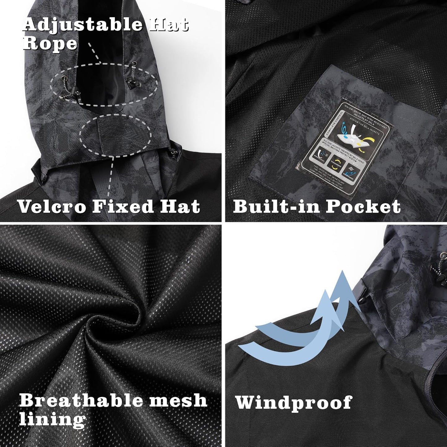 GIISAM Rain Jacket for Men, Mens Waterproof Raincoat Lightweight Rain Jackets Outdoor Rain Coat Windbreaker with Hood