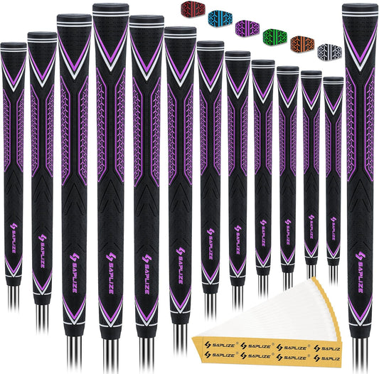 SAPLIZE High-performance Rubber Golf Grips 13 Pack, High Shock Absorption, Non-slip, Choose from 13 Grips with 15 Tapes or Full Regripping Kit, Available in Standard/Mid/Jumbo Sizes, CC10 Series