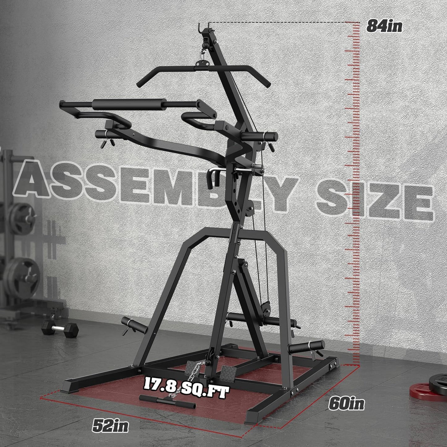 DONOW Leverage Gym Power Rack Squat Rack Lever Gym with LAT Low Row System Home Gym System Workout Station 2:1 Ratio (Without Weight Plates)