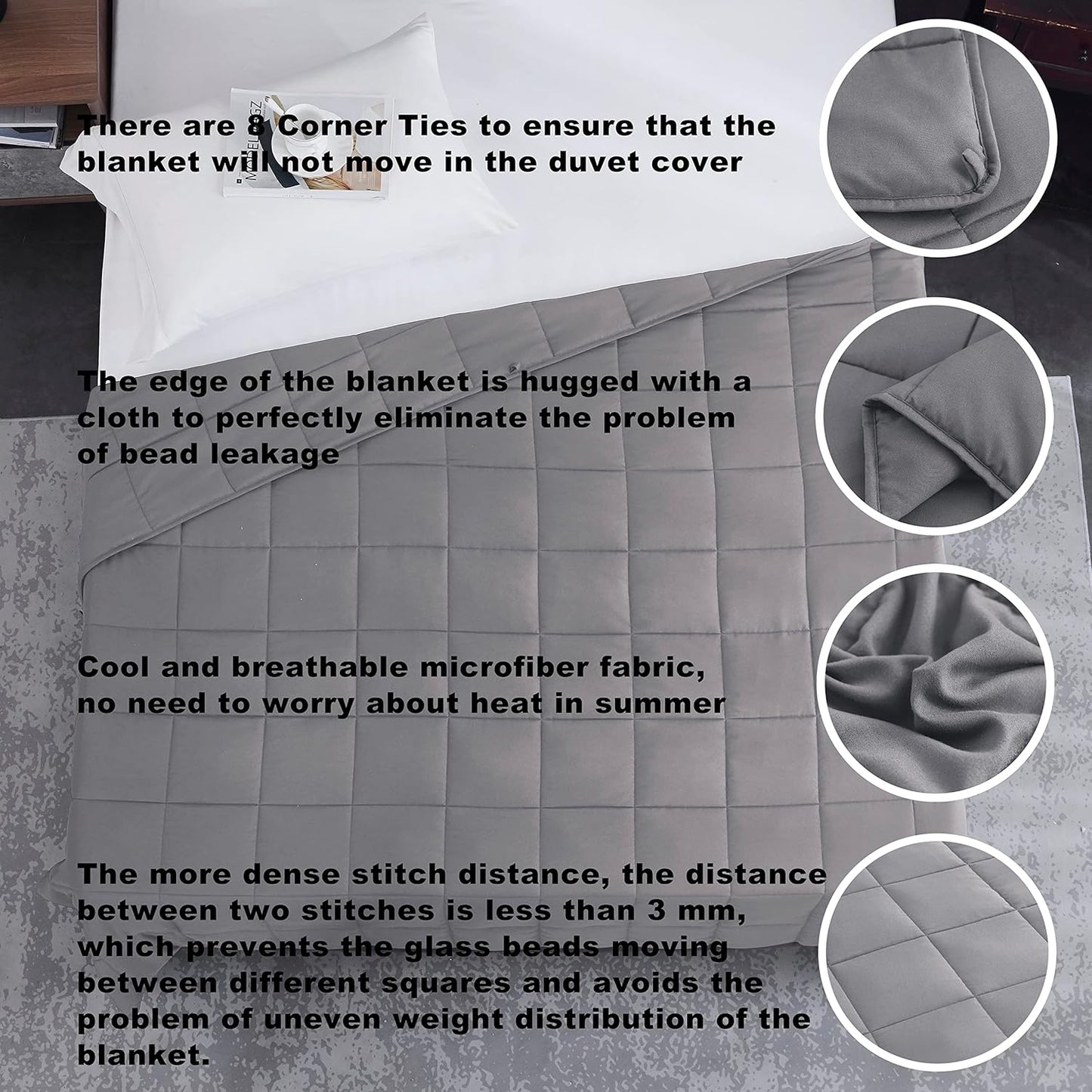 L'AGRATY Weighted Blanket - 60"x80" 20lbs Cooling Breathable Heavy Blanket Microfiber Material with Glass Beads Big Blanket for Adult All-season Summer Fall Winter Soft Thick Comfort Blanket