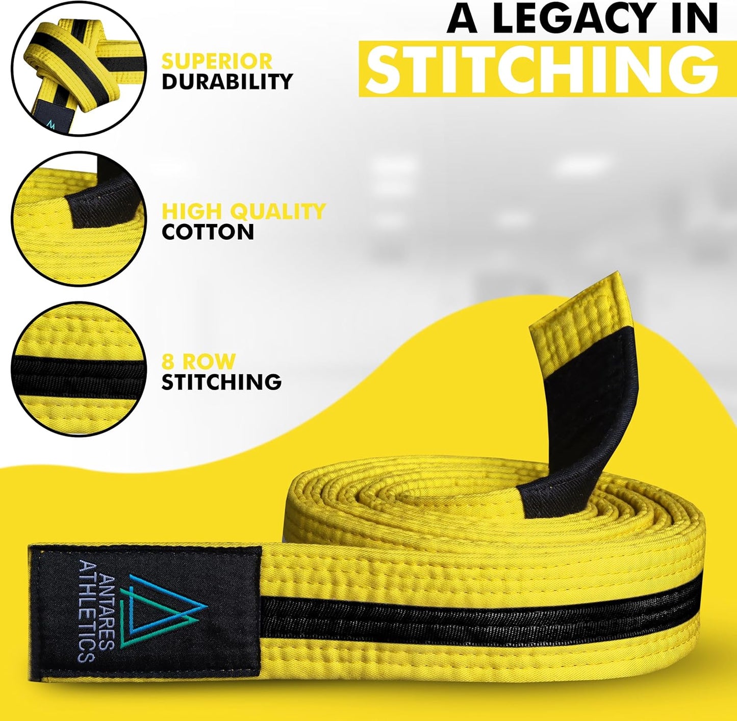 Brazilian Jiu Jitsu Belts Preshurunk Martial Arts Youth BJJ Belts for Girls & Boys with BJJ Ranking Stripes