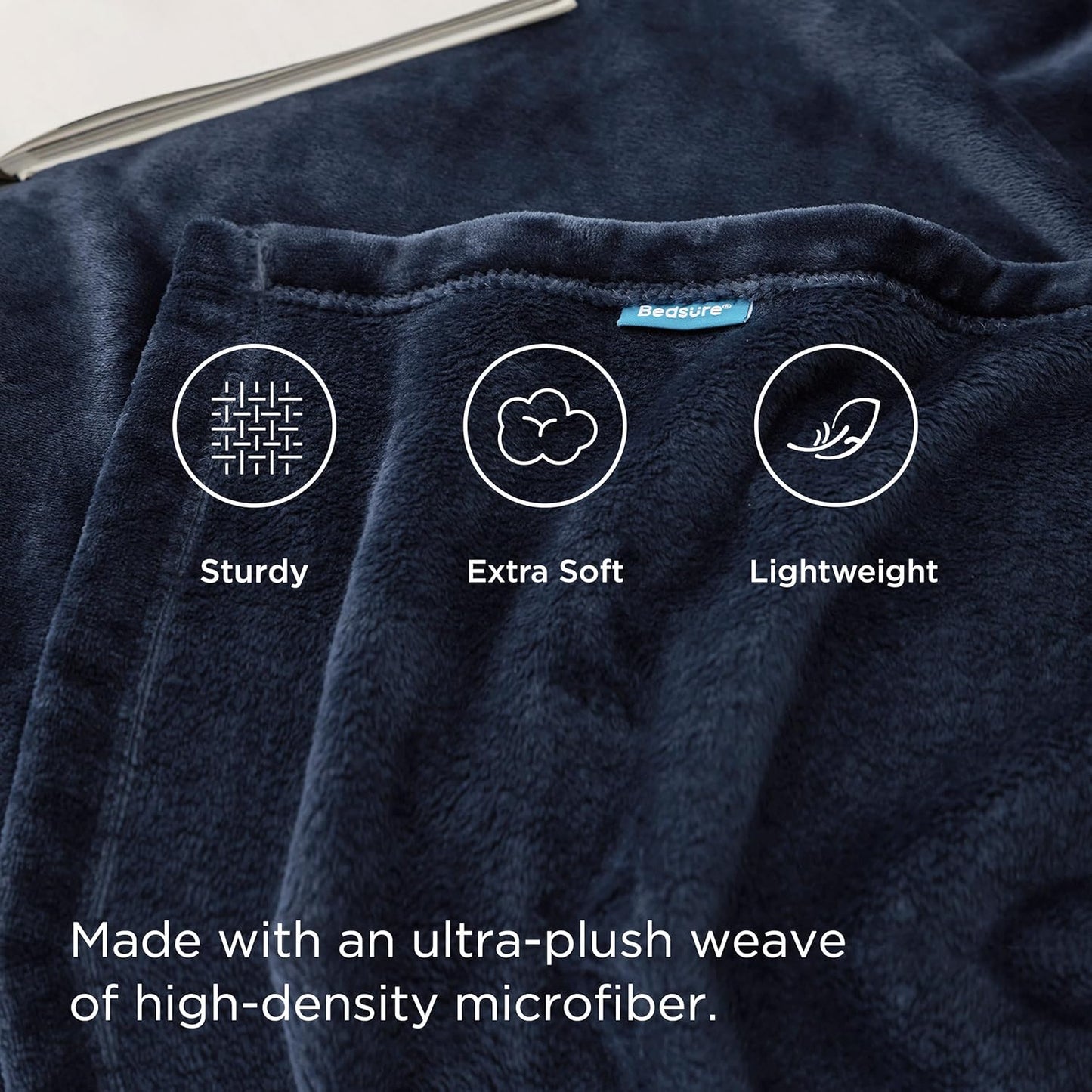 Bedsure Fleece Throw XL Blanket Navy - 300GSM Soft Lightweight Plush Cozy Blankets for Bed, Sofa, Couch, Travel, Camping, 50x70 inches
