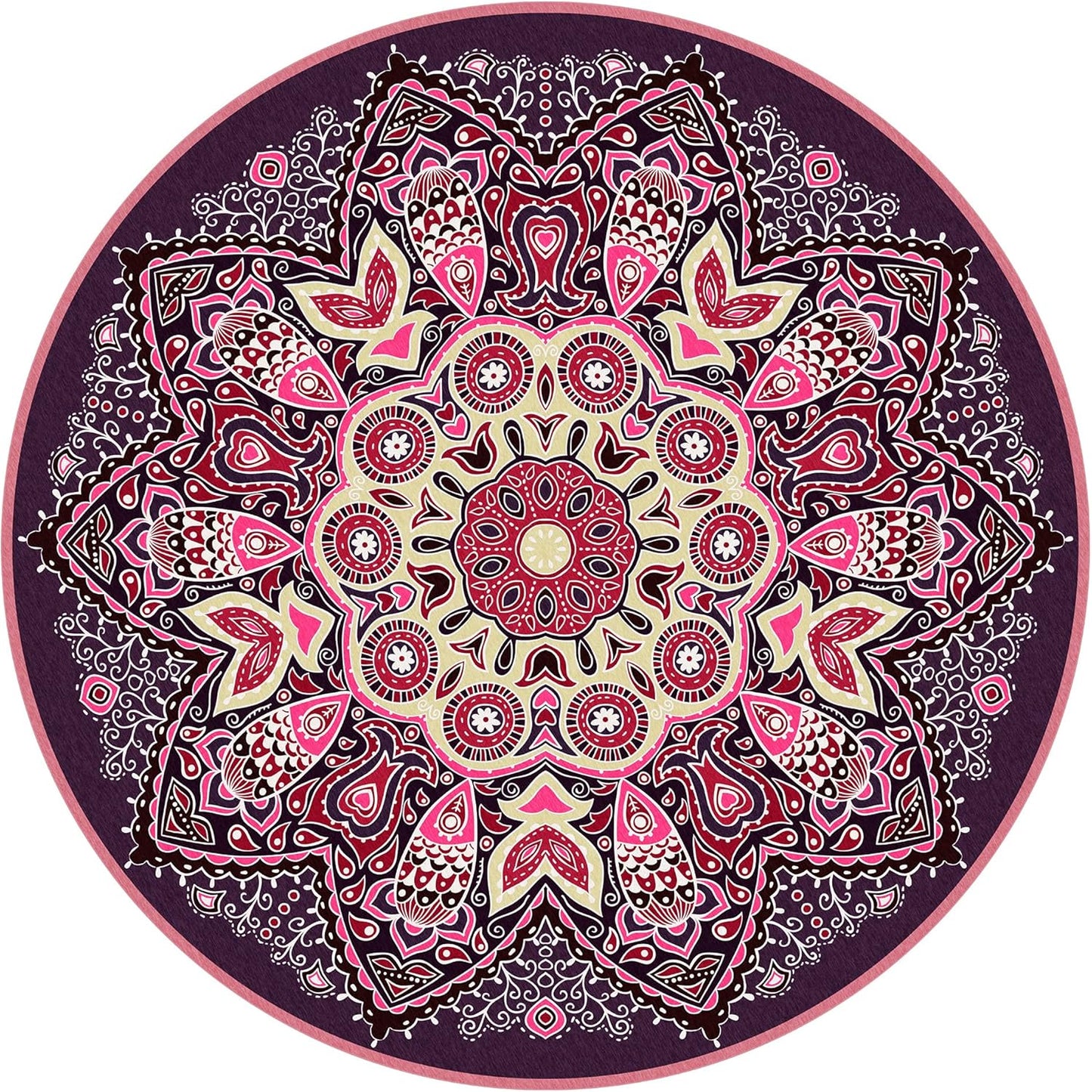 Knsbk Large Round Yoga Mat 4.6'X3.5mm for Exercise Premium Extra Thick, Ultra Comfortable, Non Slip, Meditation Mat