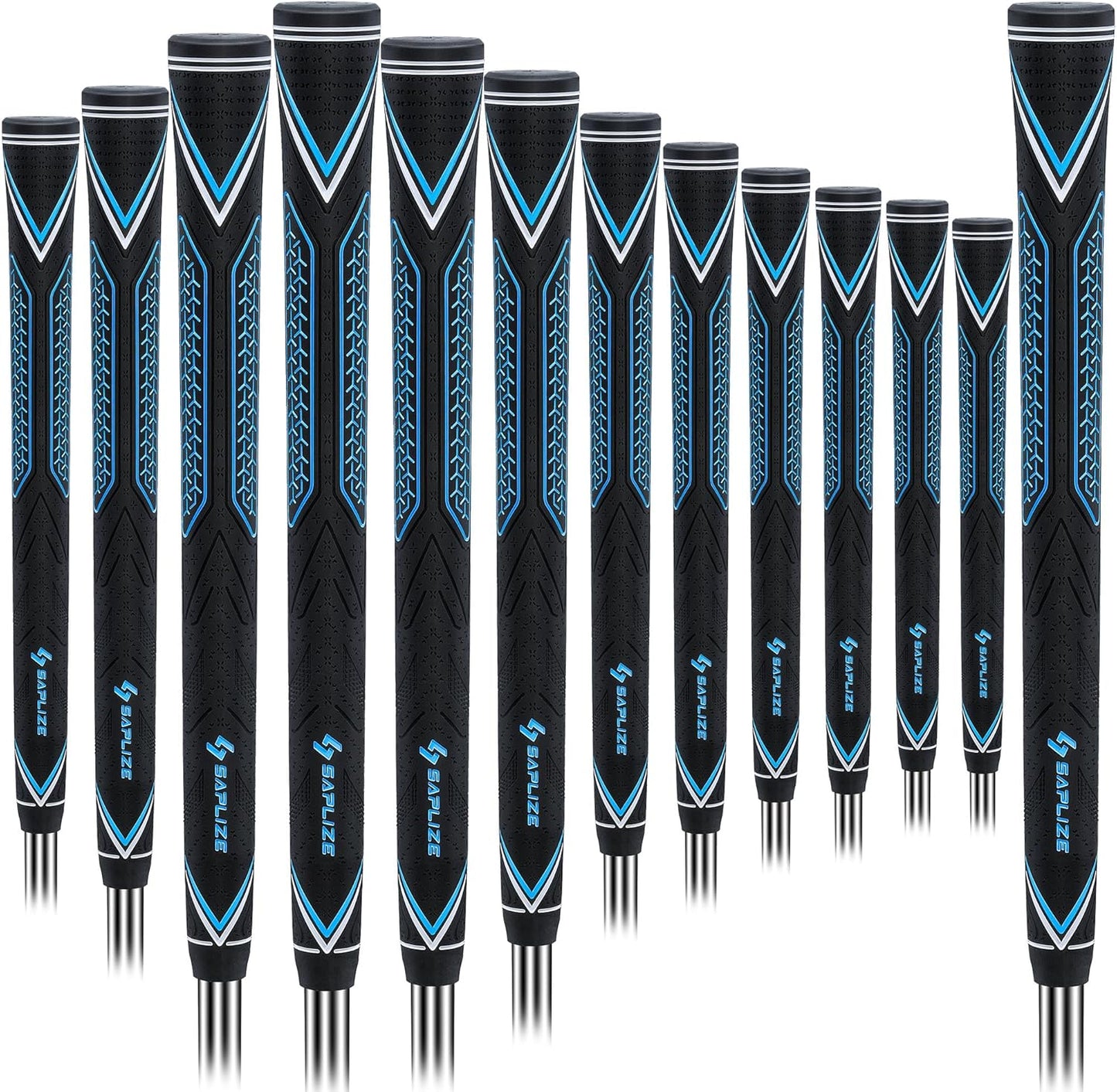 SAPLIZE High-performance Rubber Golf Grips 13 Pack, High Shock Absorption, Non-slip, Choose from 13 Grips with 15 Tapes or Full Regripping Kit, Available in Standard/Mid/Jumbo Sizes, CC10 Series