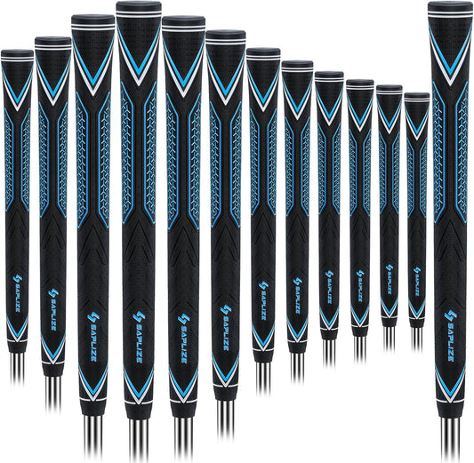 SAPLIZE High-performance Rubber Golf Grips 13 Pack, High Shock Absorption, Non-slip, Choose from 13 Grips with 15 Tapes or Full Regripping Kit, Available in Standard/Mid/Jumbo Sizes, CC10 Series