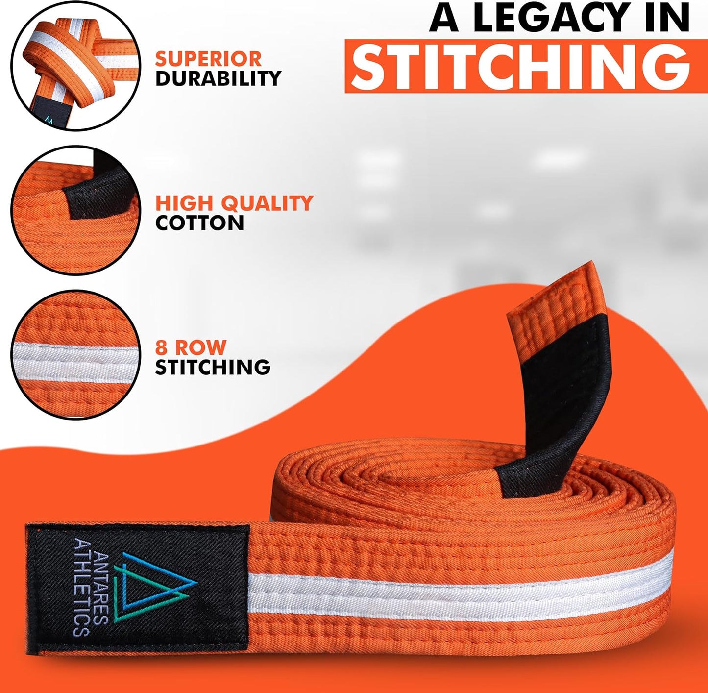 Brazilian Jiu Jitsu Belts Preshurunk Martial Arts Youth BJJ Belts for Girls & Boys with BJJ Ranking Stripes