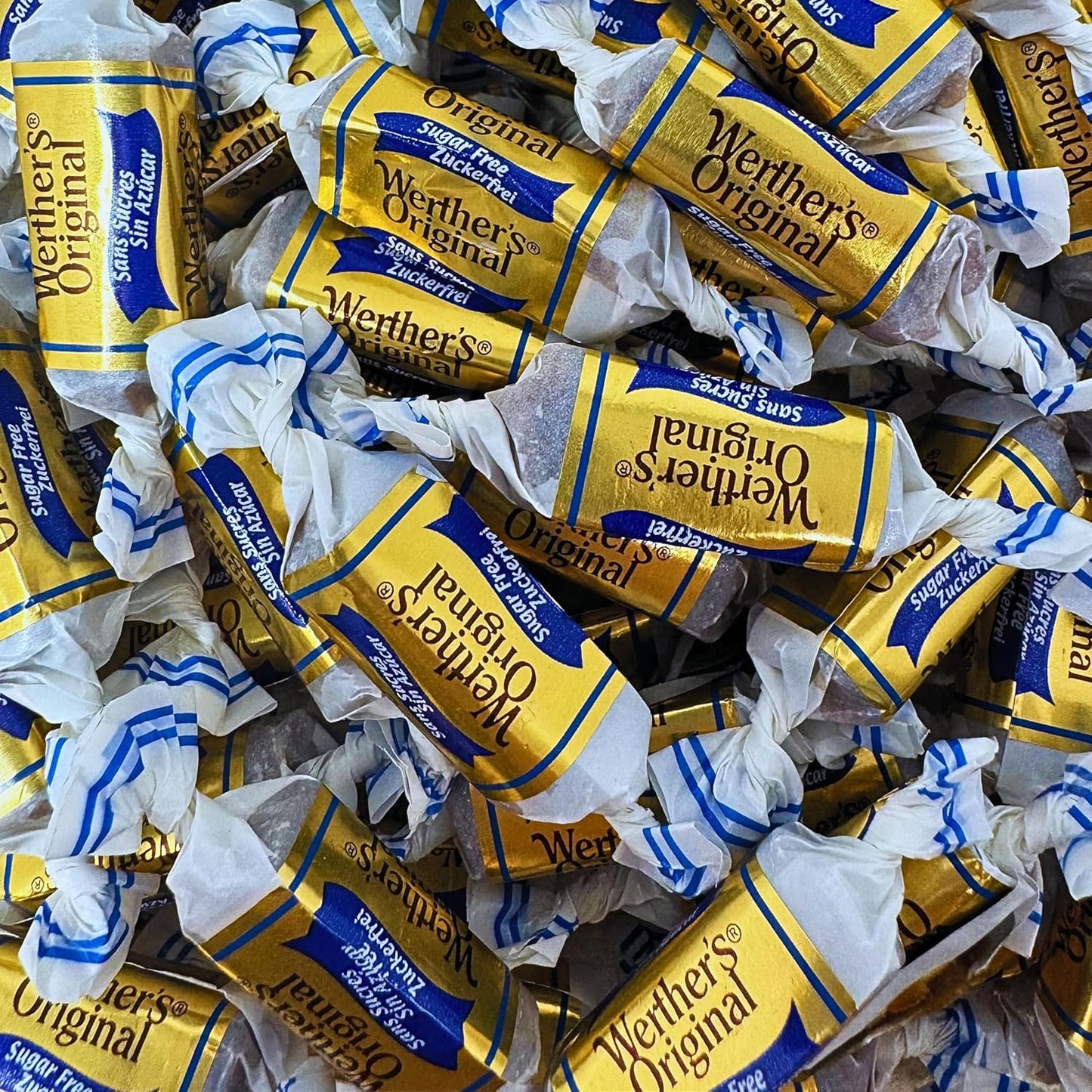 Werther's Original Premium Sugar Free Chewy Caramel Candies 1-Lb Individually Wrapped Low Carb Soft Chews Keto & Diabetic Friendly Holiday Candy (16-Oz)