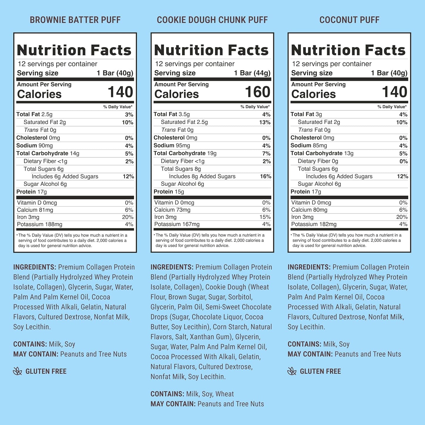 Built Bar, Puff Protein Bars, Variety Pack, Collagen, On-the-go Snacks, Breakfast Bar, Mixed Sampler, 12 Pack