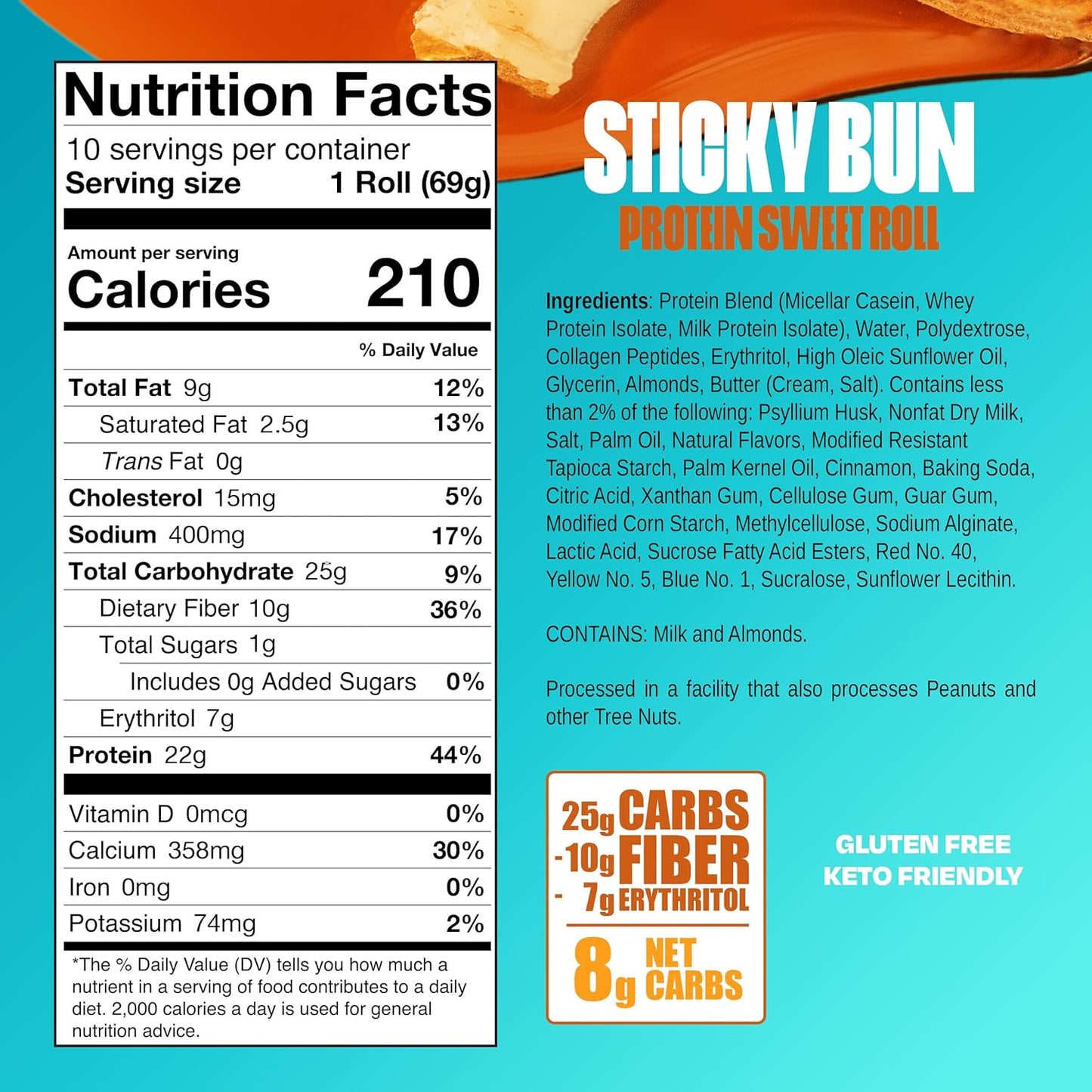 Legendary Foods 22g Protein Sweet Roll – Premium High Protein Snack Cakes, Low Carb Meal Replacement, Gluten Free & Keto Friendly Rolls, No Added Sugar, Diabetic Friendly – 10-Pack