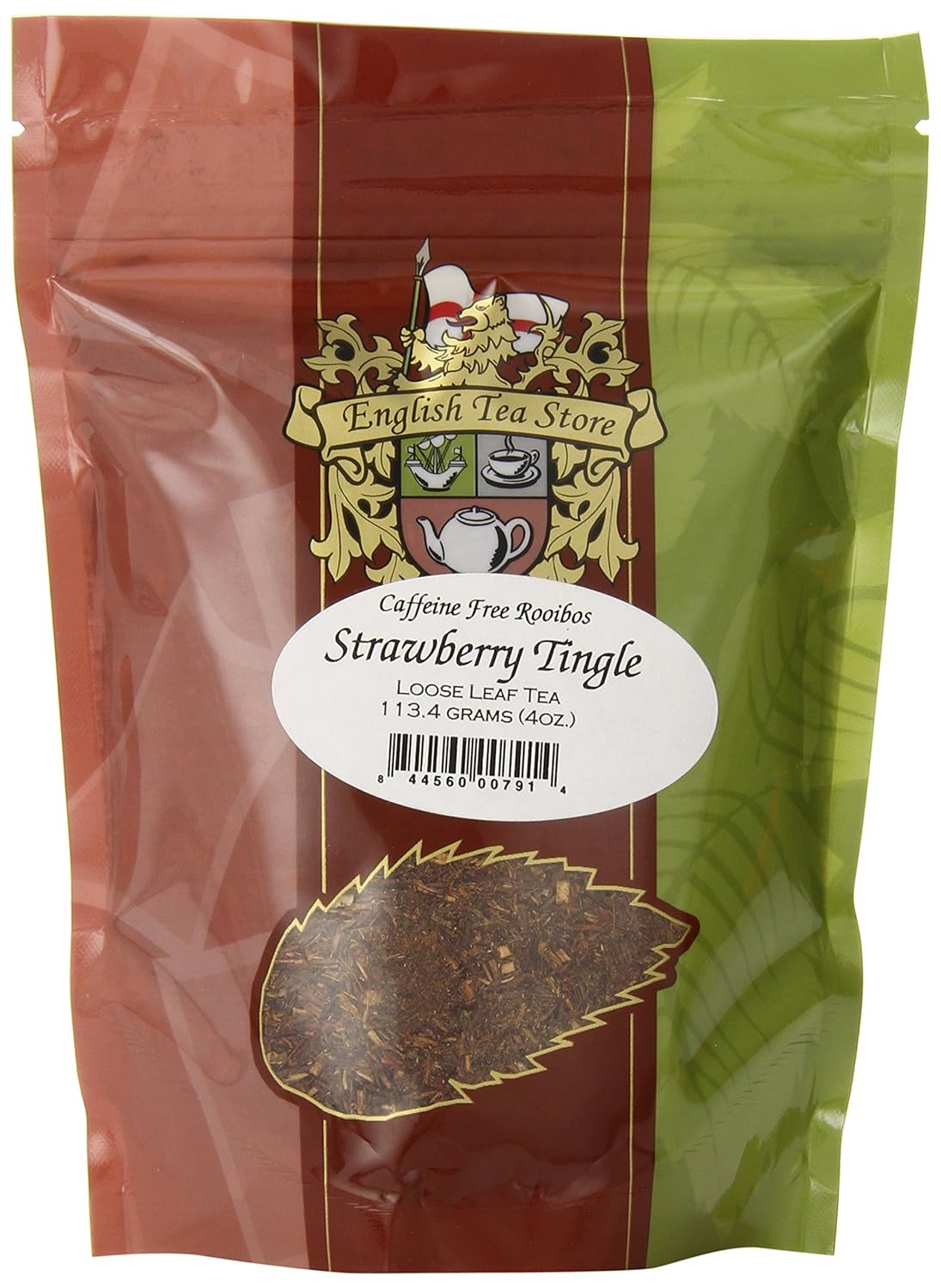 English Tea Store Loose Leaf, Strawberry Tingle Rooibos Tea Pouches, 4 Ounce
