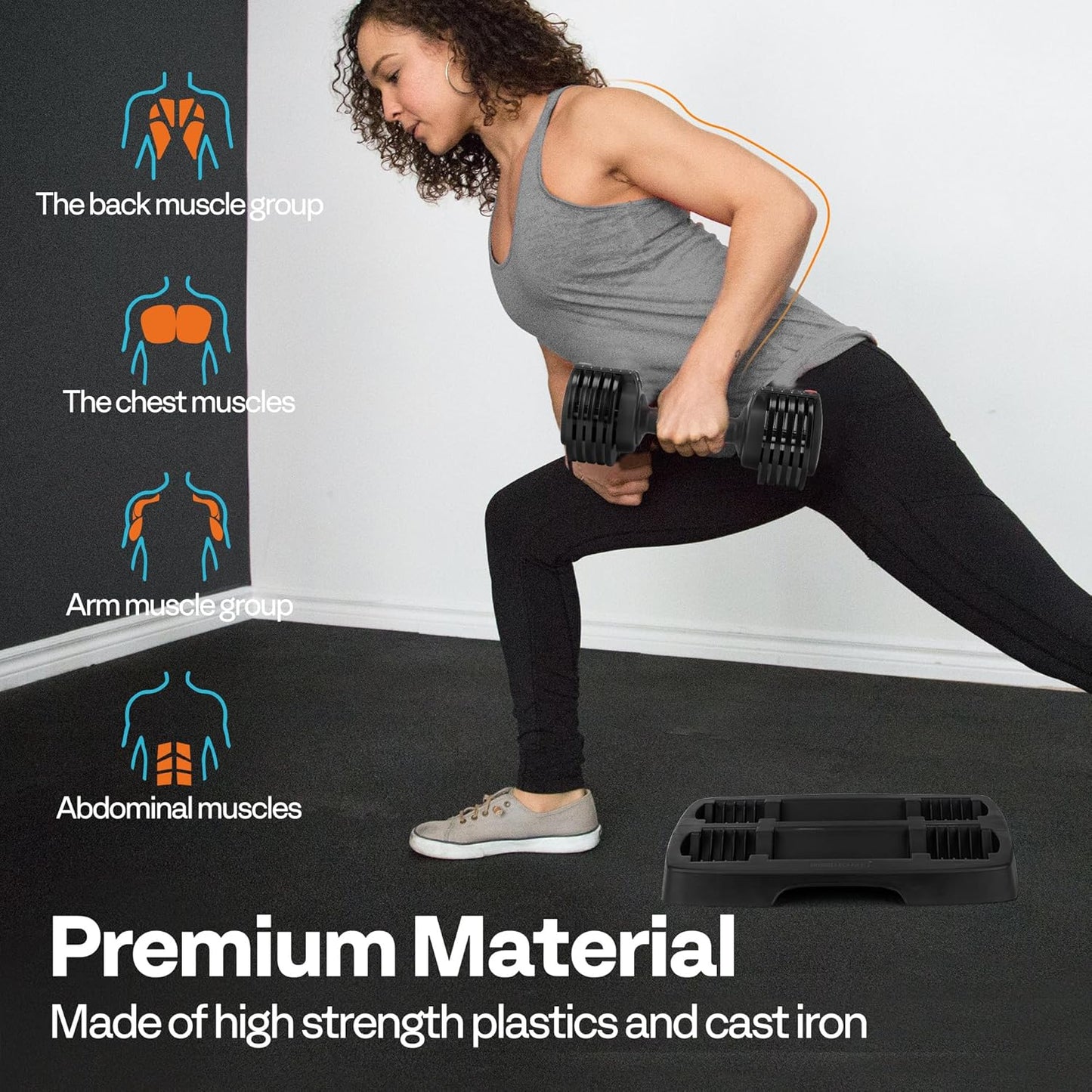 VIVOHOME 2.5 lbs to 15 lbs Adjustable Weights Dumbbells Set of 2 with Anti-Slip Handle and Tray Multiweight Options Workout Equipment for Men Women Home Gym Office Black