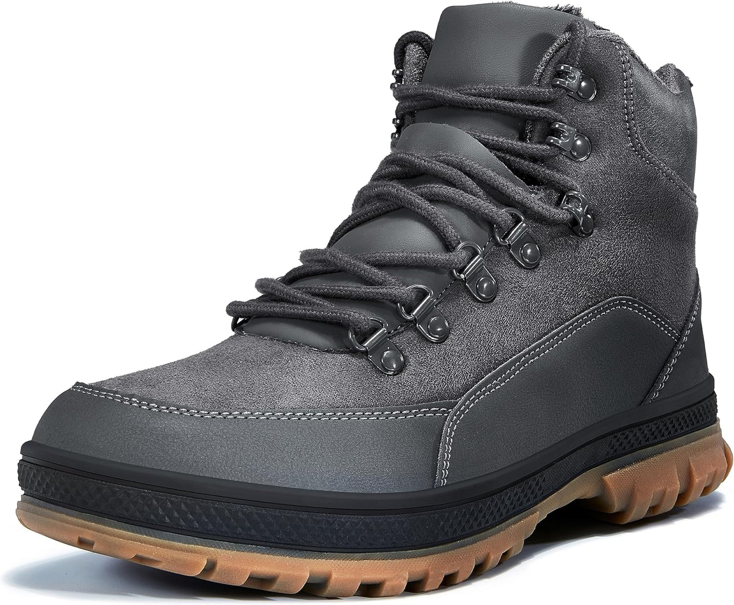 Wondamo Men's Snow Boots Lightweight Waterproof Winter Boots Fur Lined Anti-slip Cold Weather Shoes